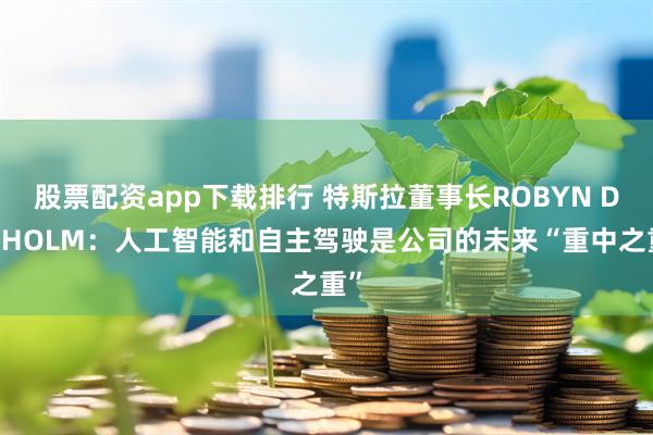 股票配资app下载排行 特斯拉董事长ROBYN DENHOLM：人工智能和自主驾驶是公司的未来“重中之重”