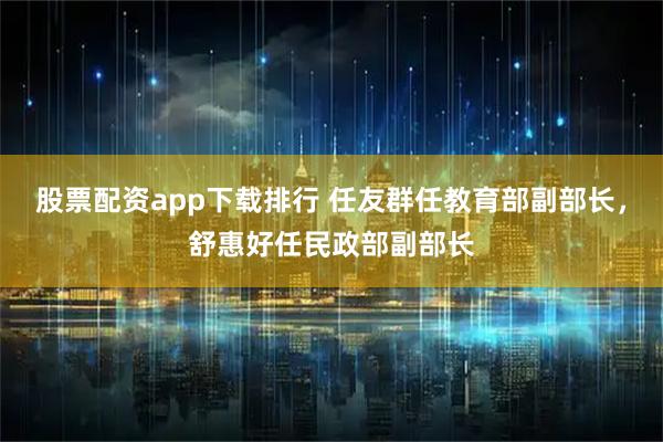 股票配资app下载排行 任友群任教育部副部长，舒惠好任民政部副部长